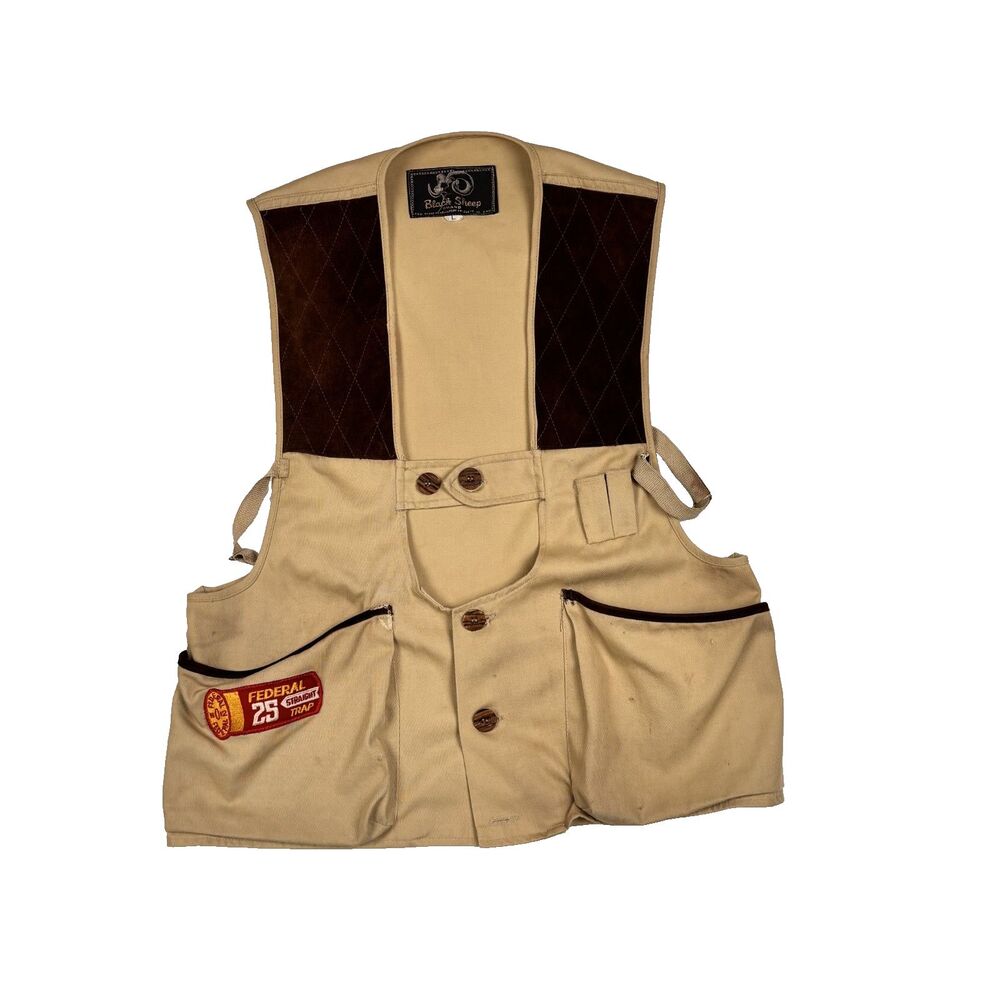Vintage Black Sheep Trap Shooting Hunting Vest, Federal Ammunition Patch, Large‎